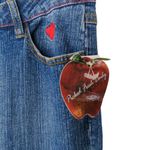 Apple Bottoms Y2k Vintage Jeans Red Cuffed Straight Jeans Size 14 34" NWT Photo 7