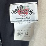 Vintage Lanz Womens Midi Dress 14 Black Floral Open Bow Back Pockets Made in USA Photo 9