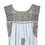 Mi Golondrina Sleeveless Embroidered Blouse in Blue White Stripe and Gray XS Photo 2
