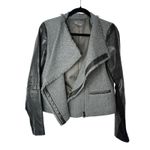Vince Wool & Leather Moto Jacket Gray Black Size M Minimalist Quiet Luxury Photo 3