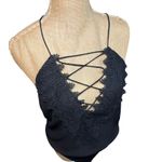 WAYF  Black Lace Up Bodysuit Top‎ Sleeveless Snap Crotch Blouse Women's Size S Photo 2