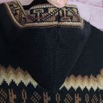 IMPORTED SOUTH AMERICAN MADE IN MEXICO ALPACA KNIT PRINTED PULLOVER HOODIE M Black Size M Photo 8