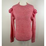 Greylin Womens Ruth Ruffle Shoulder Chunky Knit Sweater in Pink Sz S | Feminine Photo 1