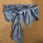 SheIn Satin Blue Tie Top Photo 1