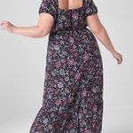 Lane Bryant  Black Metallic Floral Bubble Sleeve Tie Neck Tiered Midi Dress 20 Photo 2
