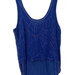 LF new Millau ❤︎ Delicate Beaded Chiffon Semi Sheer Tank Top ❤︎ Cobalt Blue ❤︎ S Photo 1