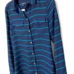 Nautica  Long Sleeve Striped Blue Blouse Button Up Lightweight Nautical Top Sz S Photo 2