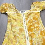 Urban Outfitters  Britney Yellow Floral Puffy Short Sleeve Smock Mini‎ Dress Sz M Photo 7