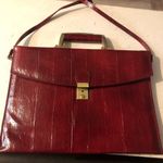 UNKNOWN Vintage eel skin blood burgundy clutch/shoulder bag with gold hardware Red Photo 3