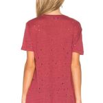 IRO Clay Linen Distressed Short Sleeve Boyfriend Tee in Magnolia Red Size Medium Photo 12