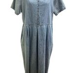 Erika Vintage Denim Maxi Dress 90's Flower Buttons XL Photo 0