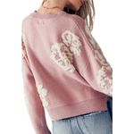 Dreamers by Debut Embroiled Floral Knit Crop Pink Sweater Size M Photo 1
