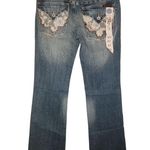 Miss Me Vintage 90s Y2k NWT Lace Pocket Boot Cut Denim Jeans Size 27 Photo 1
