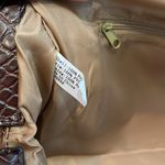 Faux suede, faux leather handbag with rhinestones stones Brown Photo 6