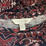 Lucky Brand Dark Red & Black Boho Floral Print Knot Hem Tee Photo 7
