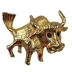 Bull Cow Pin Brooch Jewelry Gold Color Metal Western Ranch Farm Cowboy Cowgirl Photo 0