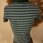 Old Navy NWT  Green and White Striped Cropped  Shirt Size M Photo 2
