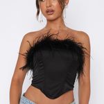 White Fox Boutique White Fox Black Feather Corset Top Photo 0