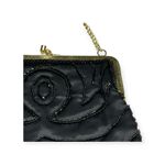 Vintage: Walborg 𦹠Silk Beaded Kiss Lock Mini Bag 𦹠Black 𦹠Gold Chain Handle Photo 5