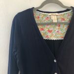 Matilda Jane Cardigan Navy Secret Greeting Cardi Sz M EUC Floral Lining V Neck Photo 2
