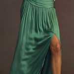 Current Air Anthropologie  Green Soft Light Silky Slit Midi Skirt Medium XL Photo 0