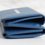 Balenciaga Blue & White Leather Logo Everyday Trifold Mini Compact Wallet Photo 2