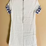 Lulus Blue & White Embroidered Short Sleeve Mini Dress Photo 4