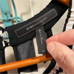 BCBGMAXAZRIA Cute black white geometric jersey knit stretchy flowy maxi high neck dress BCBG Photo 5