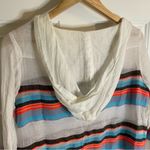 Lemlem  Thin Ivory Pull-over Hoodie with Colorful Stripes Size Medium Photo 7