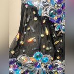 PARTYTIME Black MANY RHINESTONES Sz 16 Gown Prom Party Pageant Turquoise Photo 7