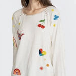 Johnny Was  Womens Whimsical Cashmere Top Size S White Embroidered‎ Boho Rainbow Photo 0