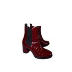 Ecco Burgundy Croc-Embossed Chelsea Boots | Block Heel Slip-On | Size 7 | NWT Photo 3