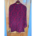 Dana Buchman  Silk Jacquard Blouse Red Black Holiday Evening Top 4 Photo 5