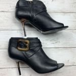 Burberry Sharnford Ankle Boots Open Toe Booties Buckle Leather Heels 38 1/2 Photo 6