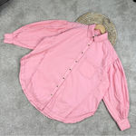 We The Free Free People Happy Hour Poplin Top Oversized Longsleeve Pink XS Photo 2