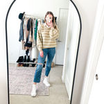 Something Navy Neutral Tan Striped Layered Collar Sweater Photo 4