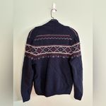 Brooks Brothers  Navy Red Christmas Fair-aisle 100% Wool Sweater Cardigan Women M Photo 6