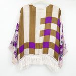 Corinne Margaret Womens Beach Resortwear Fringe Floral Patchwork Silk Kimono OS Purple Size undefined Photo 5
