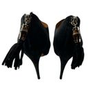 Gucci  Betty Black Suede Bamboo Tassel Platform‎ Ankle Booties Sz 37.5 Photo 6