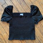 Urban Outfitters black rouched puffy sleeve crop top Photo 0