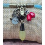 Lot of 2 PLUNDER Beaded Charm Bracelets Bird Heart Antique Gold Tone Boho Hippie Blue Photo 4