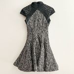 Rubin Singer Vintage Leather Black White Gray Print Collared Flounce Dress 0 Photo 20