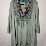 Women's World Unity nice Olive Green Top with detachable scarf sz XL Photo 0