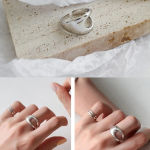 Boutique NEW Polished 18k White Gold Geometric‎ Ring Photo 3