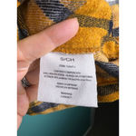 Women's HFX Oversized Plaid Flannel Shacket Jacket Mustard Yellow White Navy Gold Photo 6