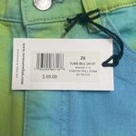 We Wore What  Womens 26 Flare Bell Denim Shorts Blue Green Tie Dye Stretch NWT Photo 3