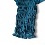 Max Studio NWOT   M Blue Ruffle High Neck Blouse Smocked Cuff Balloon Sleeve Top Photo 4