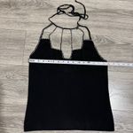 Cache  Black Ribbed Halter Top Rhinestone Embellished Neckline Evening Goth Sz M Photo 5