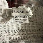 American Eagle  Plaid Smocked Puff-Sleeve Babydoll Short Dress XS Women’s Cream Photo 3