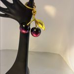 Gold and Pink Cherry Pendant Charm Photo 1